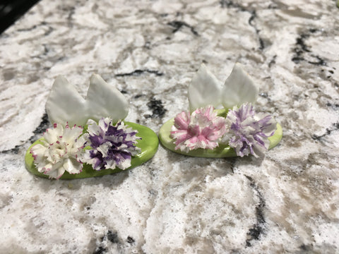 Vintage Crown China place setting holders Carnations pre owned