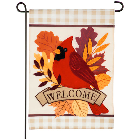 Autumn Cardinal Garden Applique Flag