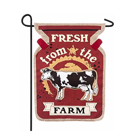 Farm Fresh Milk Cow burlap garden flag