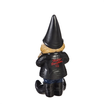 Harley Davidson female biker gnome statue