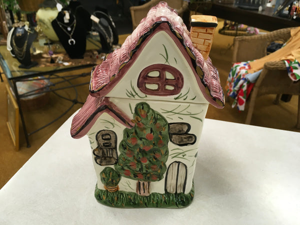 Country cottage home ceramic cookie jar Estate