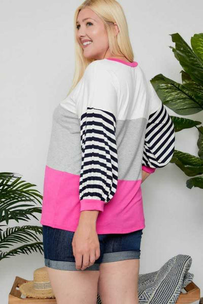 Fuchsia color block top