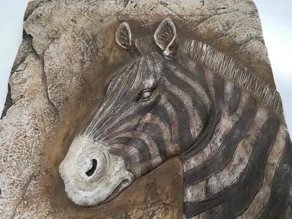 Zebra resin stone wall art picture preowned