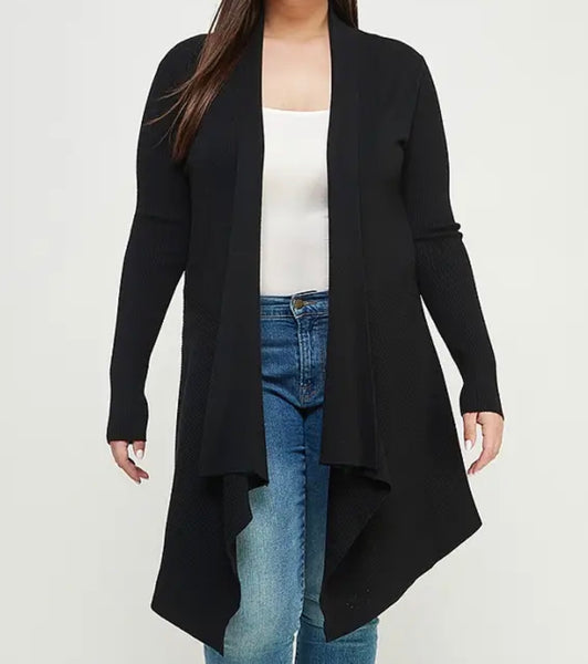 Black cascade cardigan Plus