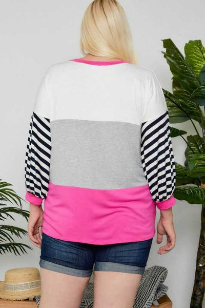 Fuchsia color block top