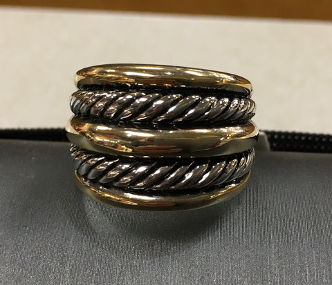 Modern silver Rope designer style fashion ring size 7