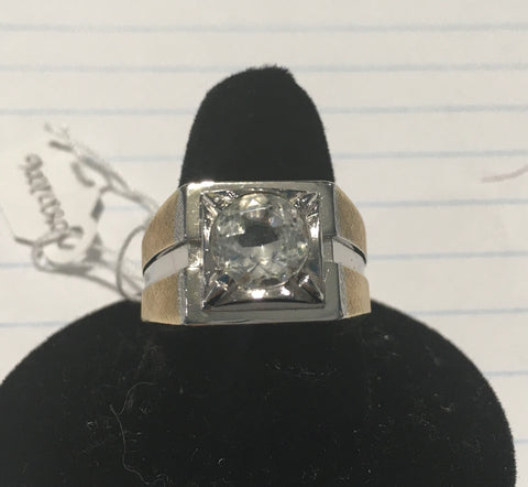 Vintage CZ solitaire men’s gold design ring sz 9