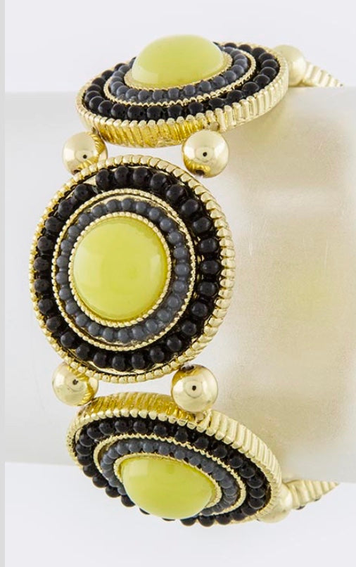 Black yellow jeweled bracelet