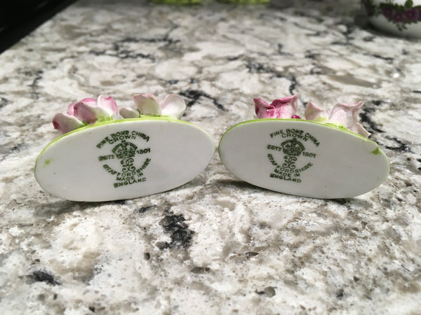 Vintage Crown China place setting holders Roses pre owned