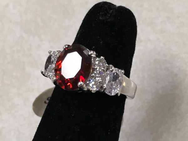 Ruby Red CZ fashion ring size 7