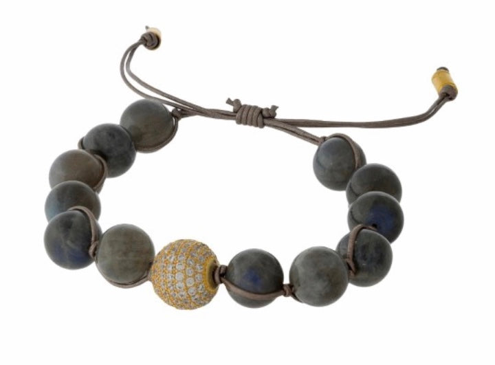 Labradorite gray rhinestone bracelet
