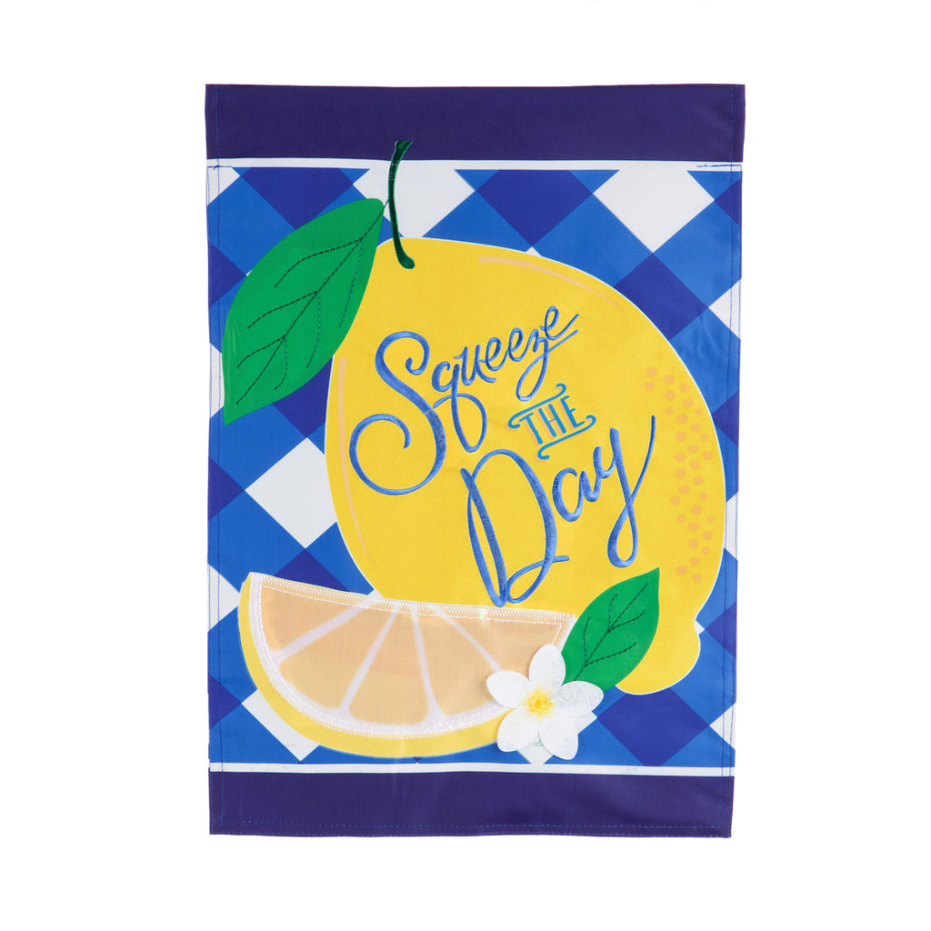 Squeeze the Day Lemon Garden Applique Flag
