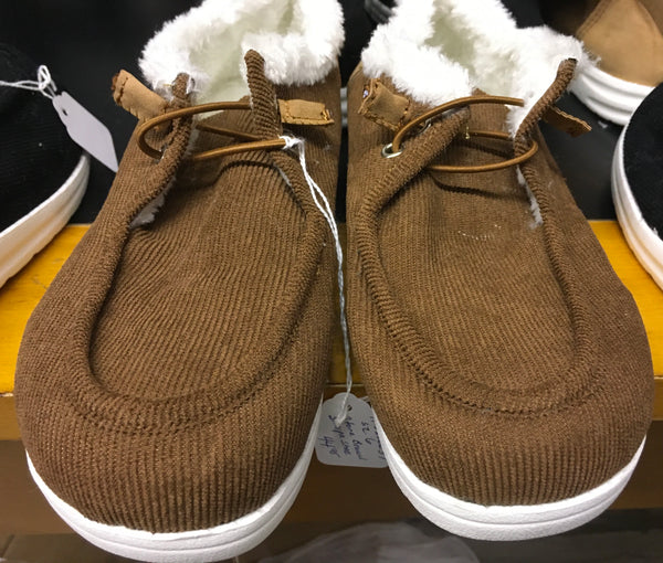 Brown 2 tone Sherpa lined slip on shoe