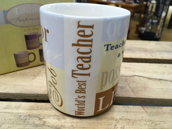 Teacher message mug coffee cup by Russ Lasting Impressions