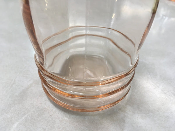 Pink depression juice tumbler glass facet shaped 4”