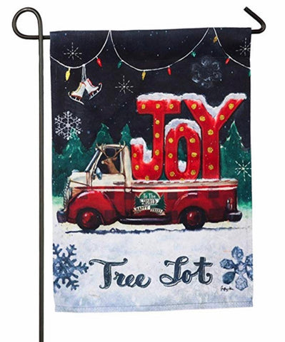 Tree Lot Plaid Joy Suede Garden Flag