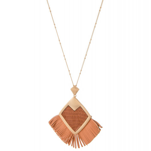 Peach diamond tassel pendant necklace
