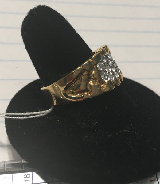 Vintage 14 CZ nugget gold ring sz 9.5