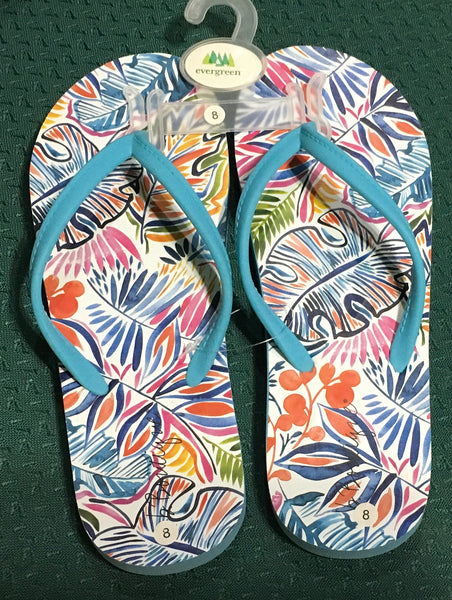 Botanical brights flip flops