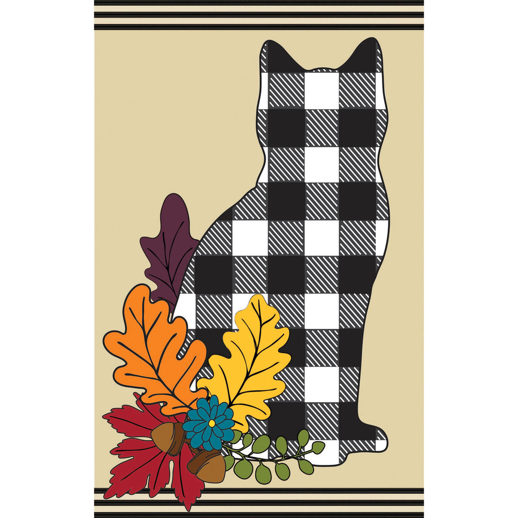 Fall Cat Silhouette Garden Applique Flag