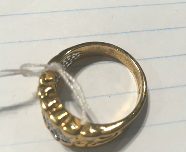 Vintage 14 CZ nugget gold ring sz 9.5