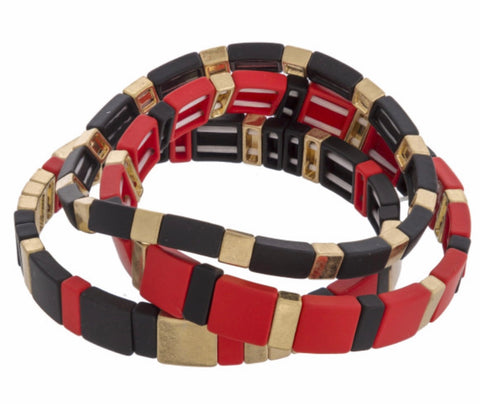 Red black stretch bracelet