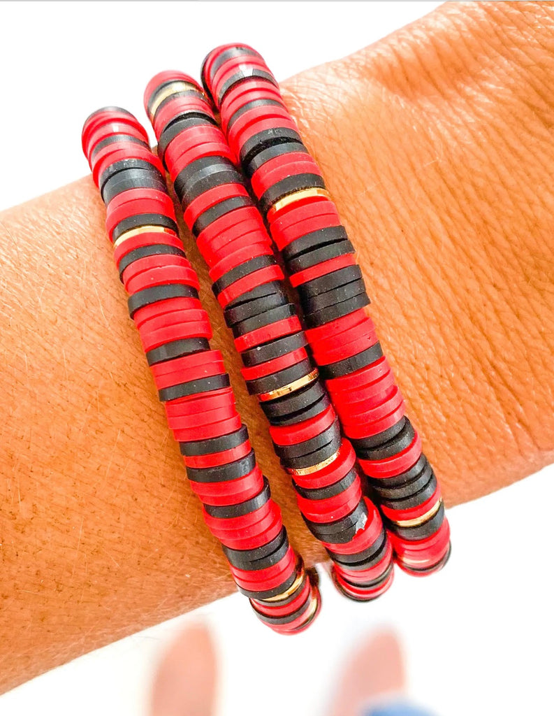 Red Black Heishi bracelet