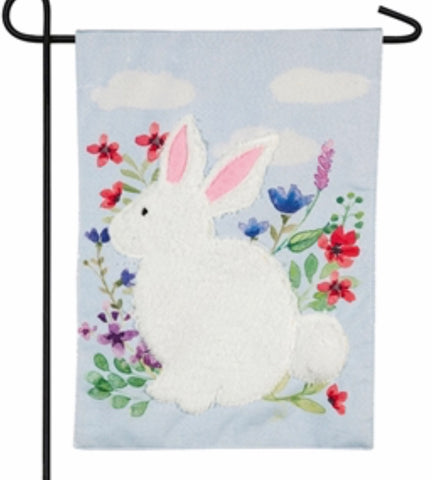 Fuzzy Bunny Garden Linen Flag