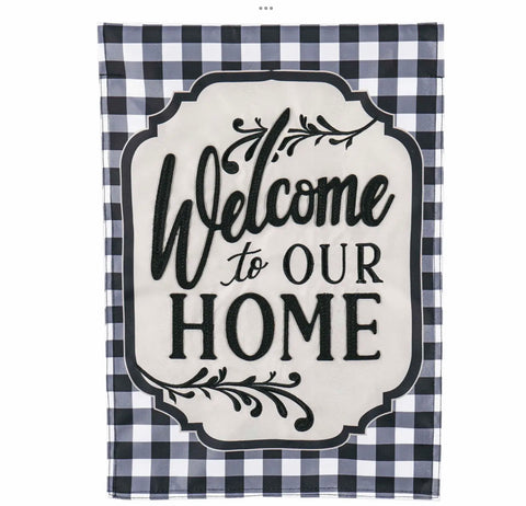 Classic Welcome Buffalo Plaid House Flag