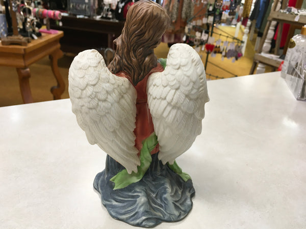 Vintage Owell Grandeur Noel Porcelain Angel Of light kneeling with lantern