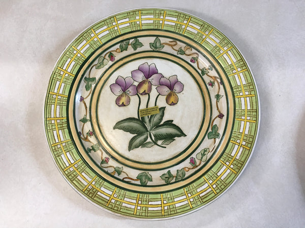 Green Decorative plates interior decor flowers set of 2 preowned