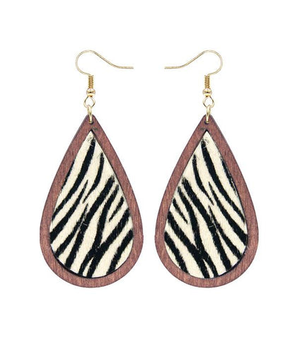 Zebra Print Tear Drop Earrings
