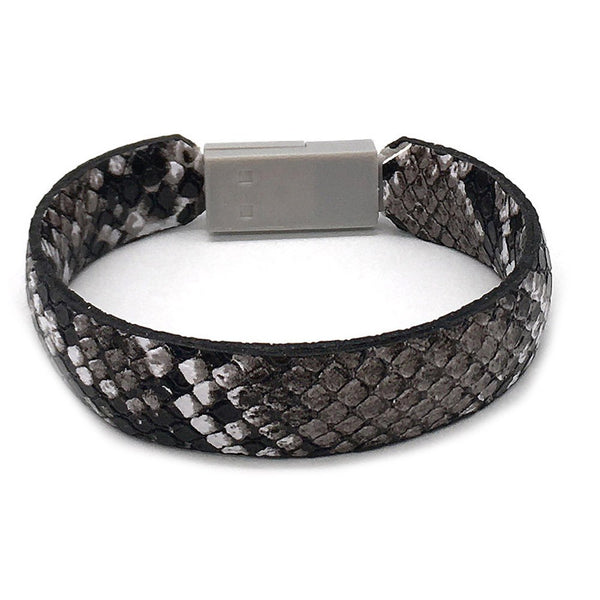 Gray Snakeskin USB Charger Bracelet