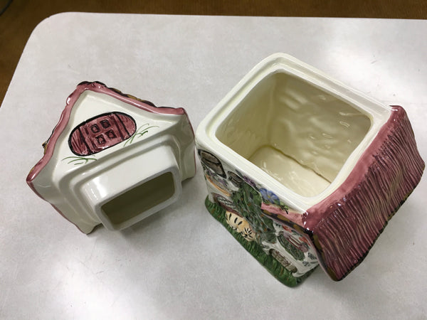 Country cottage home ceramic cookie jar Estate