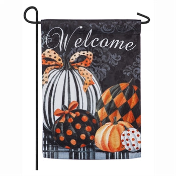 Elegant Pattern Pumpkins Garden Suede Flag