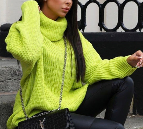Lime GREEN turtleneck sweater