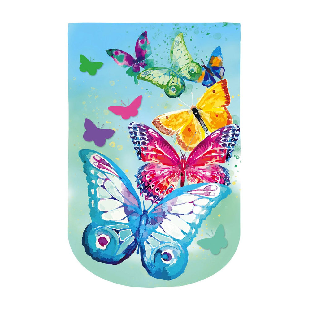 Butterfly Kaleidoscope Garden Linen Flag