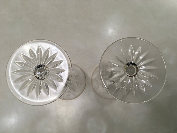 Champagne Wine crystal leaf design stem gold rim glasses 2