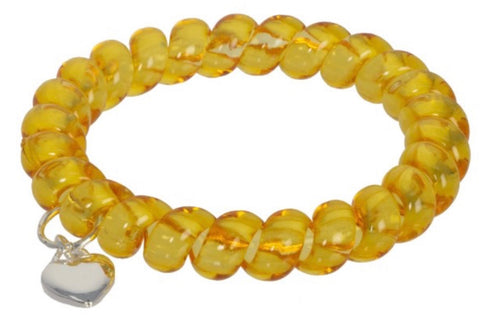 Yellow telephone hair tie w charm