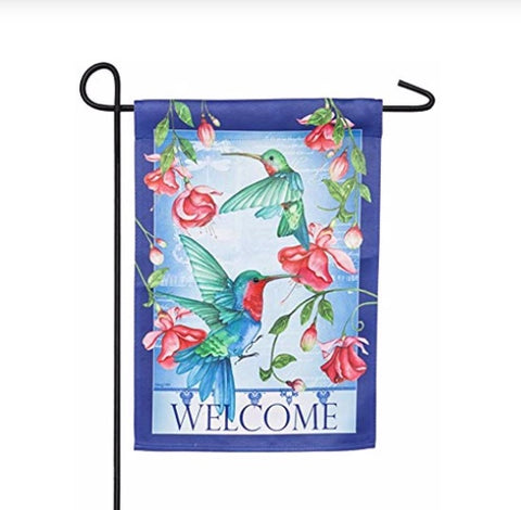 Hummingbirds suede garden flag