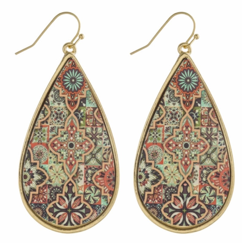 Multi color teardrop earring