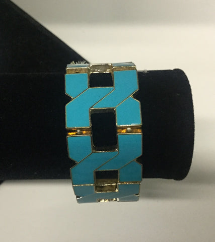 Turquoise and gold metal stretch bracelet