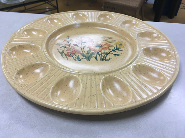 Vintage yellow gold deviled egg plate