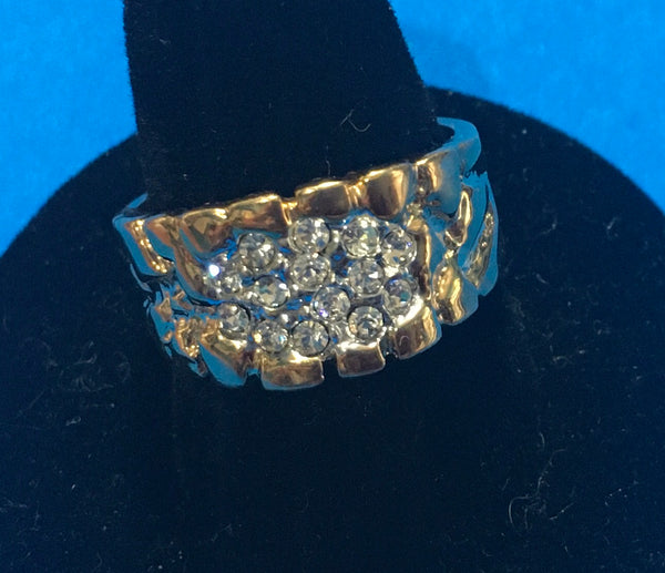 Vintage 14 CZ nugget gold ring sz 9.5