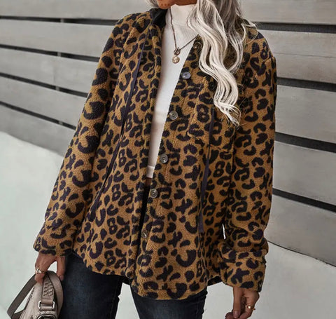 Leopard Sherpa shirt Shacket