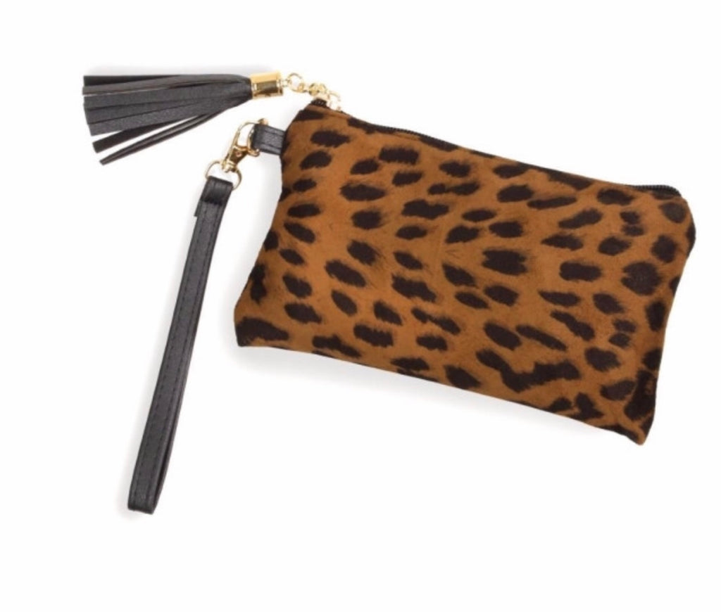 Leopard dark brown print makeup pouch
