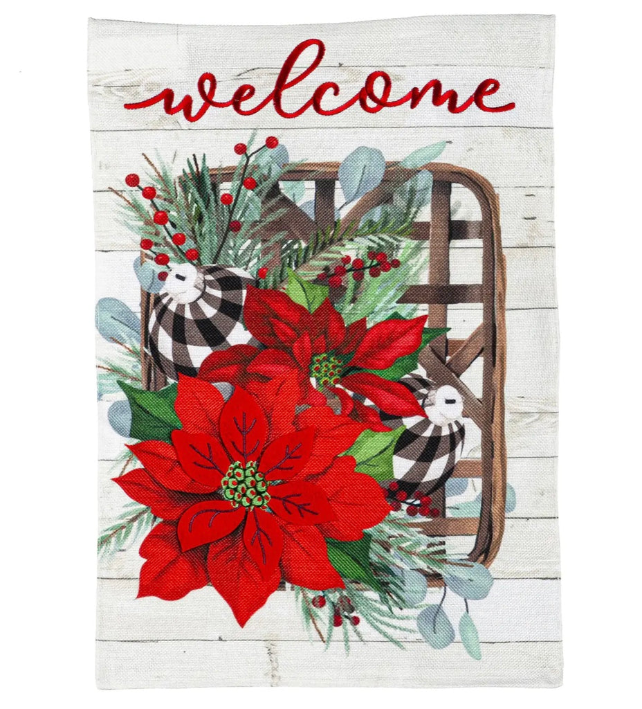 Poinsettia Tobacco Basket Garden Burlap Flag