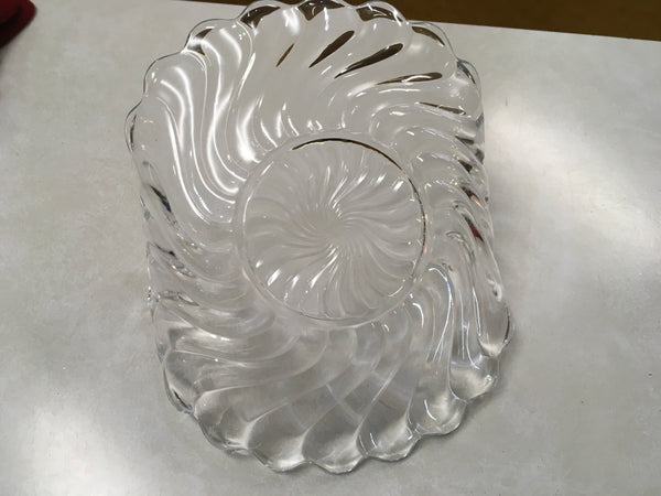 Fostoria Spiral & Swirl glass handled tray Vintage