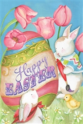 Happy Easter egg bunny garden flag