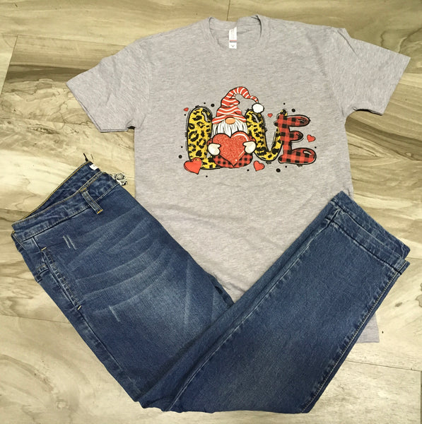 Love gnome heather gray T-shirt